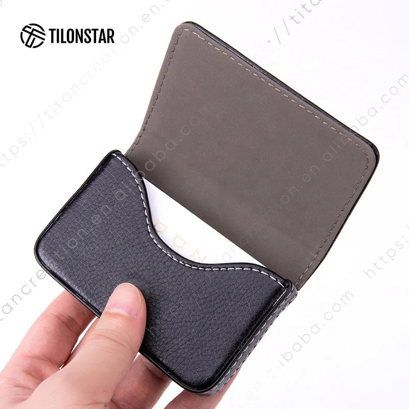 TILONSTAR TNC102 Multifunctional Leather Business Card Box Name Card Holder Card Case
