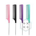 4 Color Anti Static Steel Pin Rat Tail Parting Comb for Salon