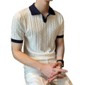 OEM Custom Logo elastic jacquard texture style Summer breathable style color matching light mature trendy men polo shirt