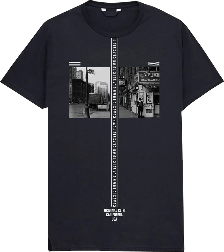 Men's Casual O-Neck Knitted Cotton T-Shirt 100% Combed Eco-Friendly Custom Printed Logo on Front Bio Washed Low MOQ Factory