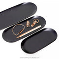 Oval Jewelry Tray 30 cm 23 cm Black Stainless Steel for Earrings and Rings Perfume Candle Holder