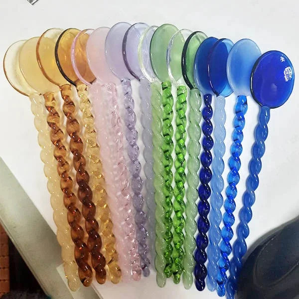 Colorful Long Glass Stirring Spoon Multifunction 15cm for Home & Restaurant Use