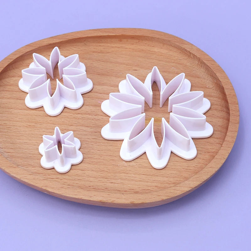 4PC Plastic Chrysanthemum Daisy Plunger Cutter Gerbera Cutting Set Cookie Cutter Decorating Mold Tools Embossing Tool Decoration MegaBDM