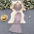 Summer Women's Sweet Sets Top And High Waist Slim Knitted Skirts Set Clothing Wholesale