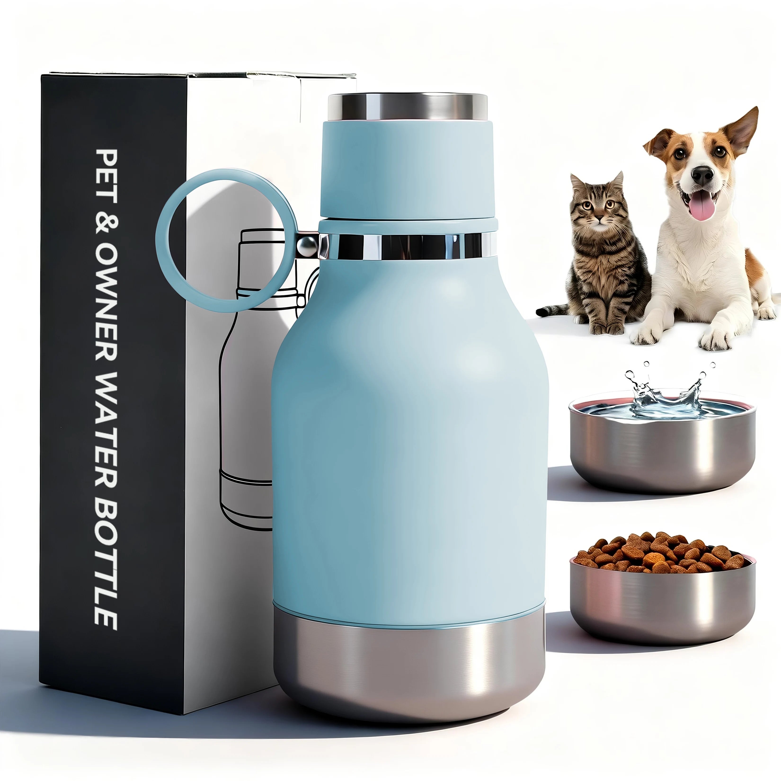 Custom 1000ml 32oz Pet Feeder Vacuum Flask Travel Camping Insulated Double Wall Stainless Steel Dog Water Bottle