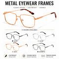 Brushed Finish Square Metal Eyewear Frames for Men 55mm Classic Fit with Tortoise Tips for Commuting and Meetings MegaBDM