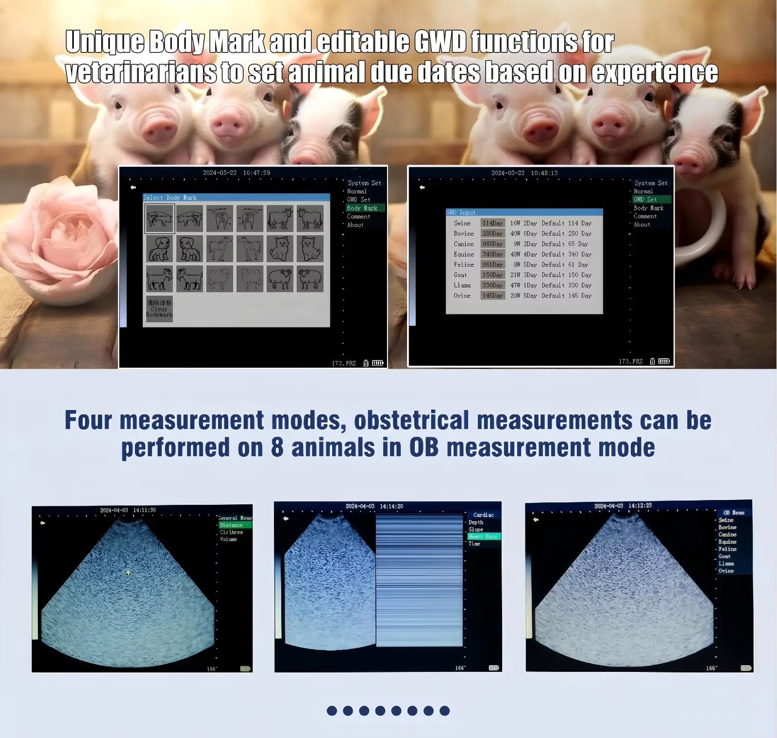 Portable Veterinary Ultrasound Scanner 5.6 Inch Display Multi Probe Support for Sheep Swine and Cattle