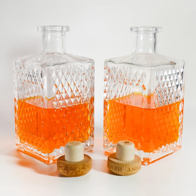 Luxury High Quality Engraved Whiskey Whisky Glass square Bottle