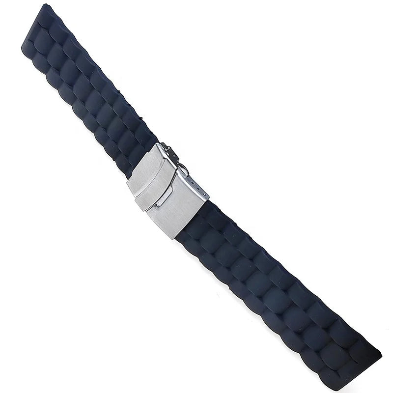 Silicone Watch Strap with Double Press butterfly Buckle 18mm 20mm 22mm 24mm Silicone Watch Band