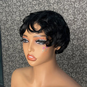 Wholesale Cuticle Aligned Virgin Indian Human Hair Wigs Pixie Curly Short Lace Front Wigs Raw Glueless Lace Wigs for Women