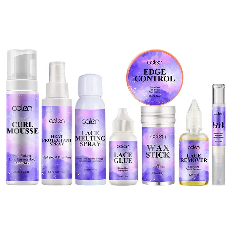 Private Label Natural Hair Styling Products 8pcs Edge Control Curl Mousse Series Hair Styling