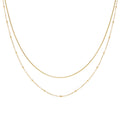 18K Gold Plated Versatile Female Stacked Double Layered Necklace Flat Snake Bone Chain Beads Diamond Stainless Steel