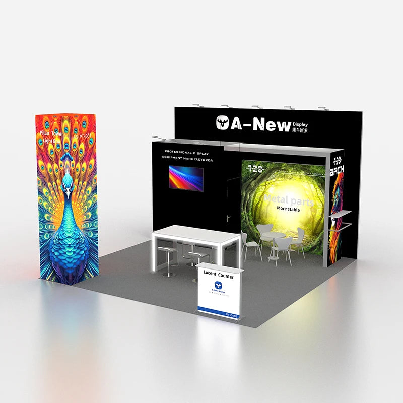A-NEW AN-6*6 Portable 20x20 Trade Show Display Booth Easy Setup Tension Fabric Custom Modular Booth System Durable Air Flight