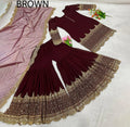 Readymade Indian Embroidery Work Sharara Gharara Kurti Set Georgette Fabric Pakistani Designer Ethnic Wear 3 Pcs Ready To Wear