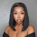 Hot Sale 10 Inches Vietnamese Original Born Straight Human Hair Wig Short Lace Front Wig 250% Density