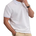 OEM Factory Cross Border Mens Jacquard Fabric Polo Shirt Solid Color Button Placket Stand Collar Short Sleeve Casual Polo Shirt