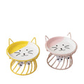 Cute Elevated Cat Bowls Ceramic Metal Water Raised Cat Food Bowls