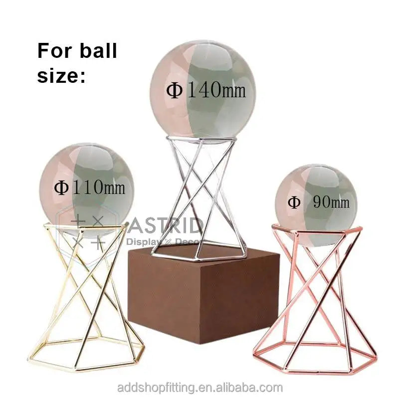Modern Luxury Eco-Friendly Brushed Steel Metal Gold Crystal Ball Holder Gem Mineral Display Stand Geodes Agate Promotion