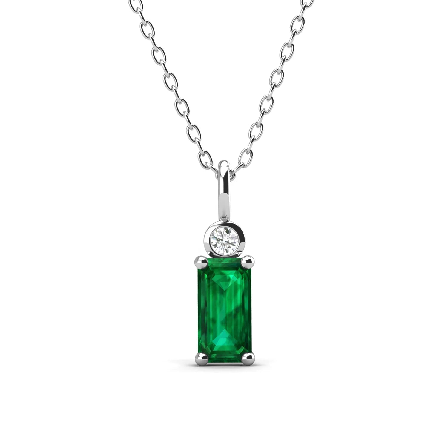 925 Sterling Silver Inclusion Free Emerald Minimalist Pendant Necklace Fine Jewelry for Women Destiny Jewellery