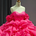 Jancember 6558 Shiny Fuchsia Off Shoulder Puffy Evening Party Long Gowns Dresses