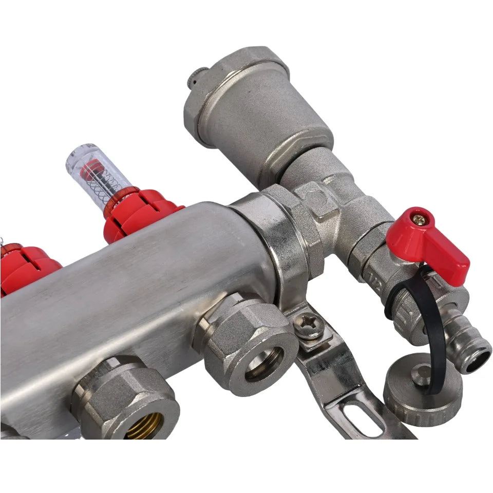 Radiant Floor Manifold Fast Fill Drain Nickel Plated Brass End Valve Set Auto Air Vent Water Control OEM