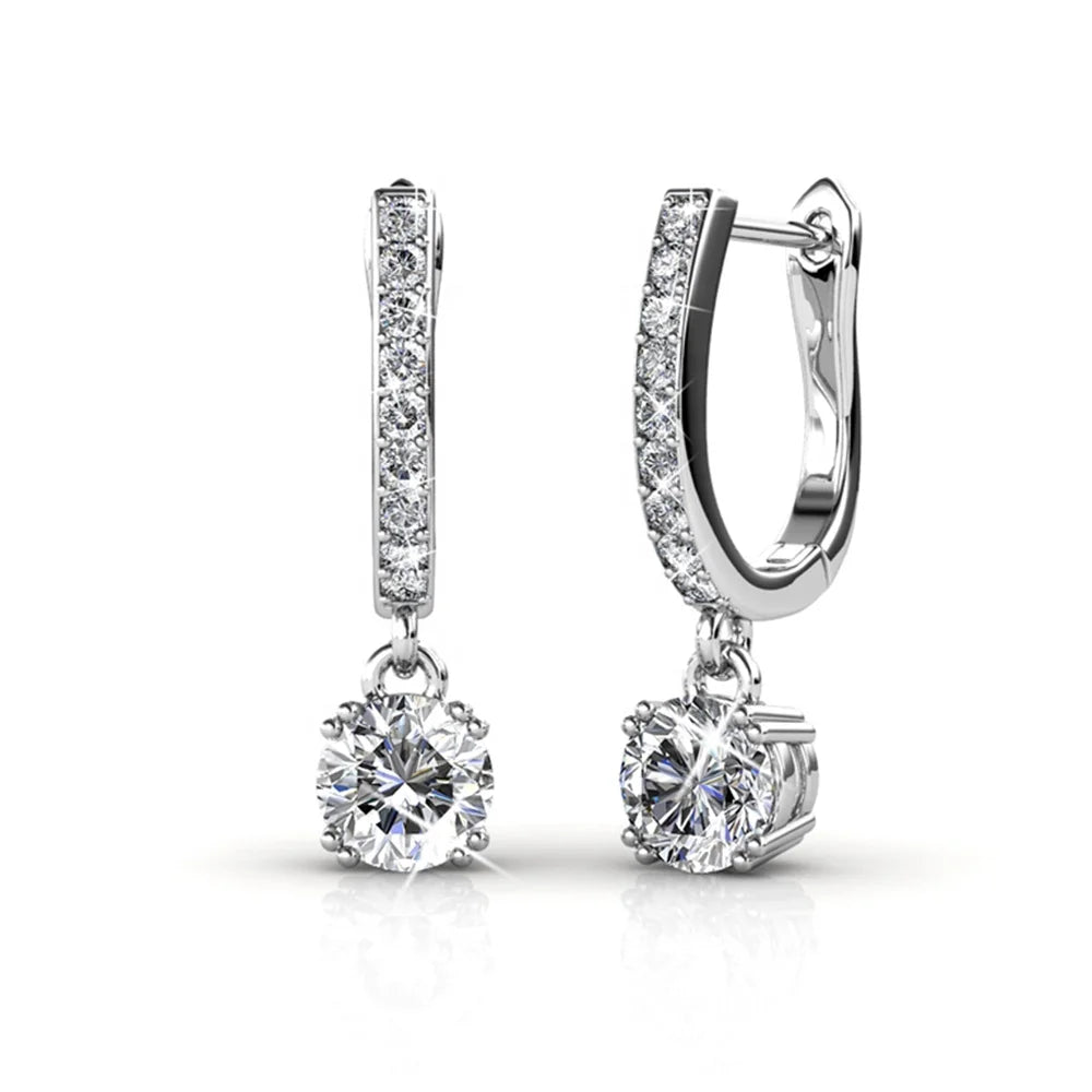 Fashion Hoop Earrings Embellished with Swarovski Crystals Silver 925 Jewelry  Daisini Hypoallergenic Woman Accessory