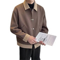 OEM Custom Polyester Turn Down Lapel Woolen Jacket Mens Autumn Winter Korean Style Loose Fit Trendy Versatile High End Jacket