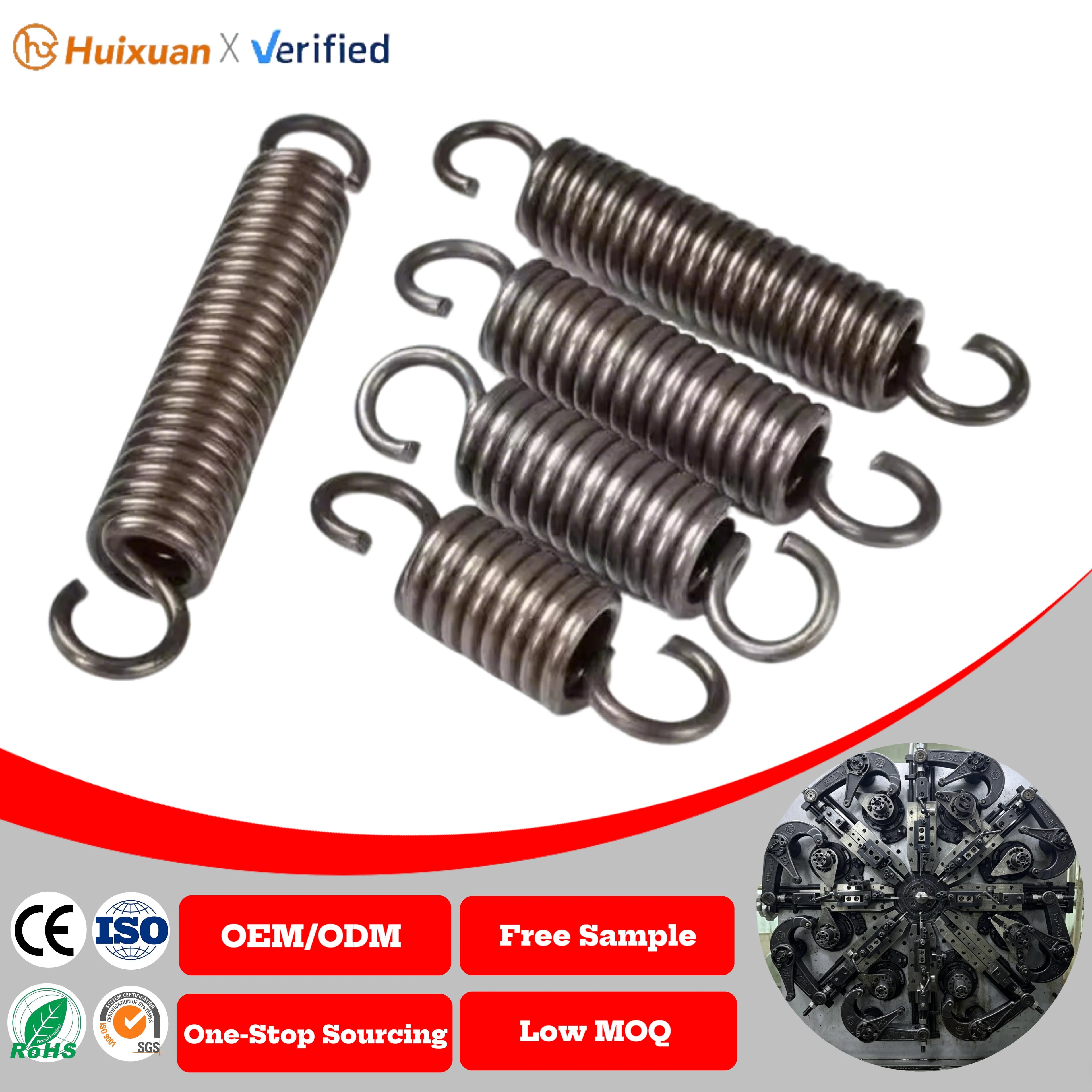 Custom Stainless Steel Tension Spring Double Ear Double Hook Multi-purpose Extension Coil Spring for Industrial Use