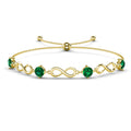 High Quality Lab Grown Gemstone Green Emerald 925 Sterling Silver Infinity Slider Bracelet Jewelry for Women Destiny Jewellery