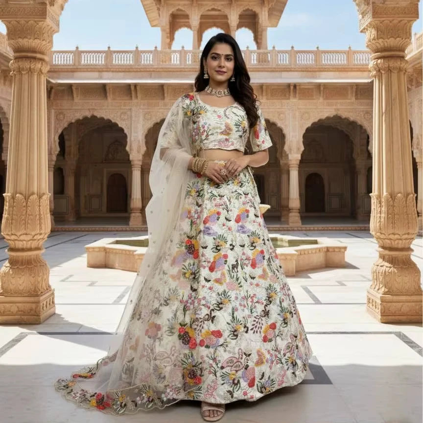 Net Fabric Heavy Embroidery Gown Pakistani Style Indian Ethnic Wedding Party Wear Dress Lehenga Choli In Reasonable Price