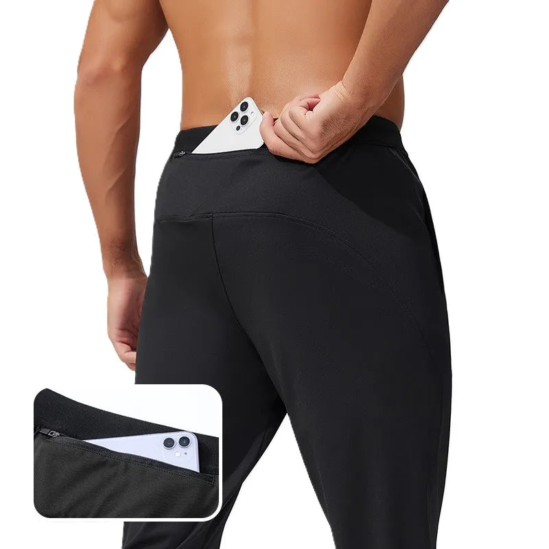 OEM Custom Embroidery Men's Quick Dry Athletic Flat Running Basketball Casual Pants Plus Size Skinny Knitted Waist Trousers MegaBDM