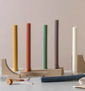 Wholesale 27cm Green Black Soy Wax Slim Ribbed Pillar Candles Set With Box