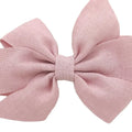 4inch Light Pink Linen Sweet Hair Bow with Clips for Girls Party Hair Accessories