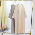 YKD039 Long Sleeve Loose Open Front Abaya Islamic Maxi Dress Women Jilbabs Dubai Robe Heart Embroidery Kaftan Muslim Abayas