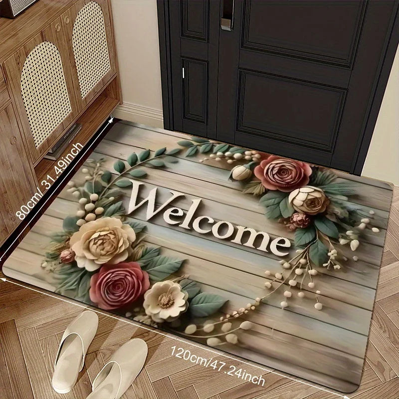 American Retro Polyester Kitchen & Entryway Mat Easy-Care Washable Dirt-Resistant Home Floor Rug for Living Room & Entrance
