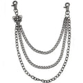 Men Retro Korean Style Three Layer Handcuffs Metal Chain Hip-hop  Trousers Pants  Key Chain Hook Decoration Trendy