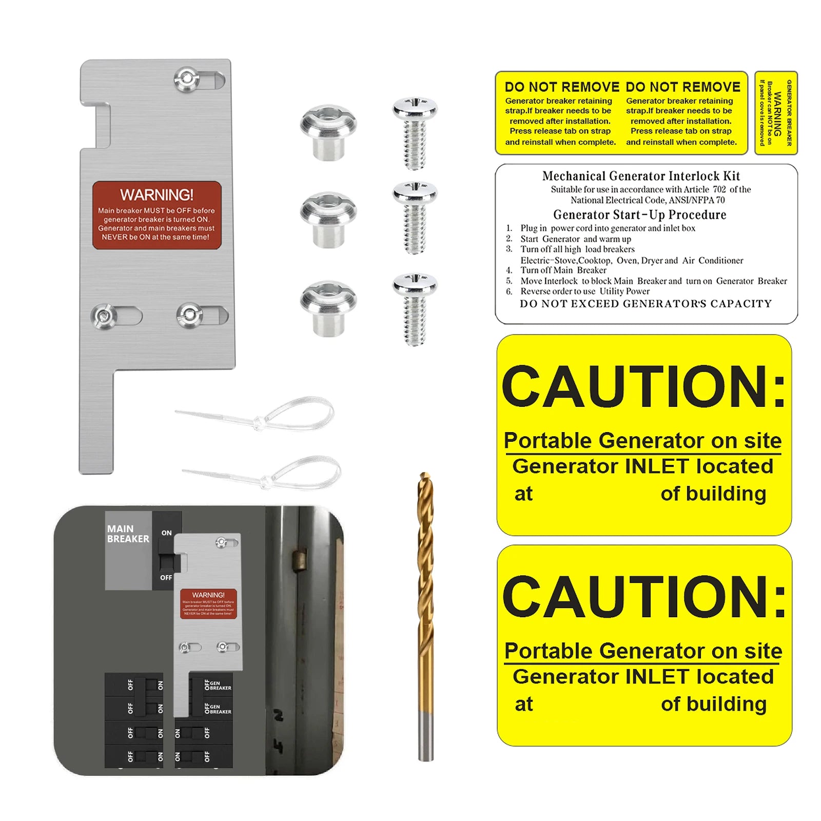 Generator Interlock Kit Suitable for Square D Vertical Main 150 or 200 Amp Breaker (SD-200VL)