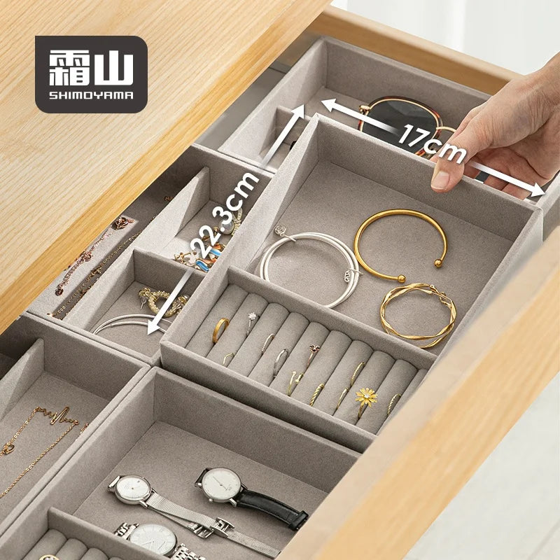 SHIMOYAMA Top Ranking Products Ring Jewelry Storage Box Tray Bedroom Drawer Organizer for Dresser Wardrobe