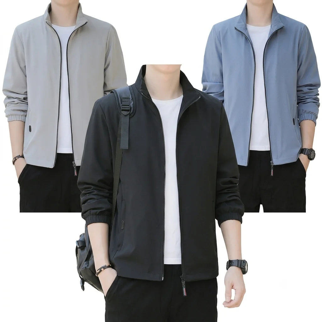 China Bangladesh Factory Price OEM Customized Logo Embroidery Baseball Collar Casual Outerwear Solid Color Men Jacket MegaBDM