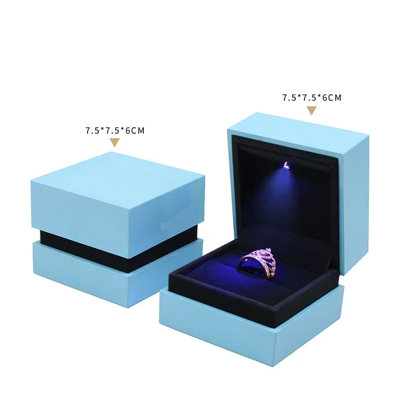 Meiman Custom logo Led Jewelry Packaging Box Ring Necklace Bracelet Stud Earrings Box Pu Leather Jewelry Box