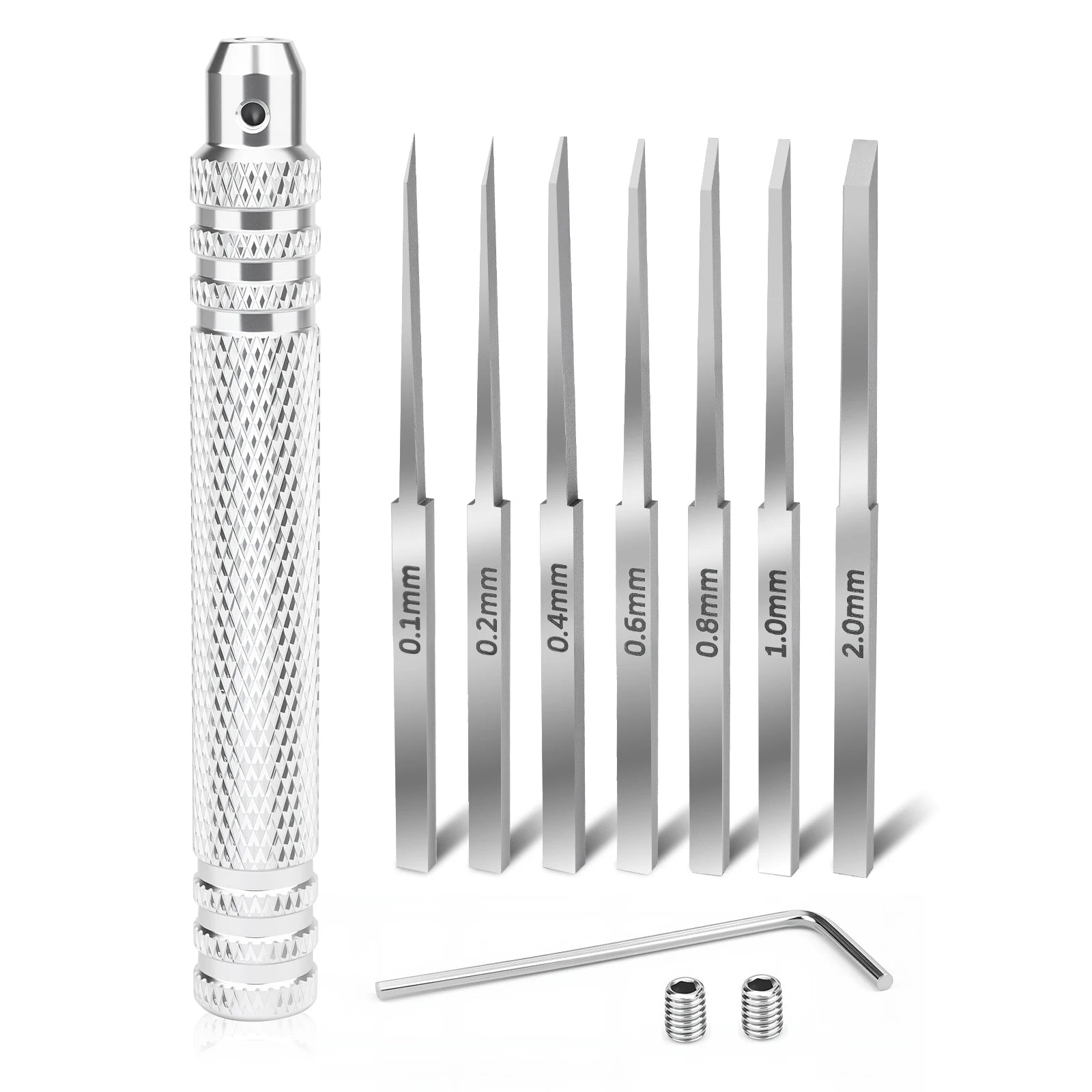7-in-1 Model Scribe Tool with 7 Blades (0.1/0.2/0.4/0.6/0.8/1.0/2.0mm) for Gundam Resin Carved Scribing & Cutting