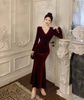 Fall Vintage Square Collar Slim Casual Maxi Dress for Women Empire Patchwork Lace Vestidos