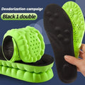 4D Cloud Technology Sports Insoles for Shoes PU Sole Soft Breathable Shock Absorption Cushion Running Orthopedic Care Insoles - Black-Green / EU41-42 MegaBDM