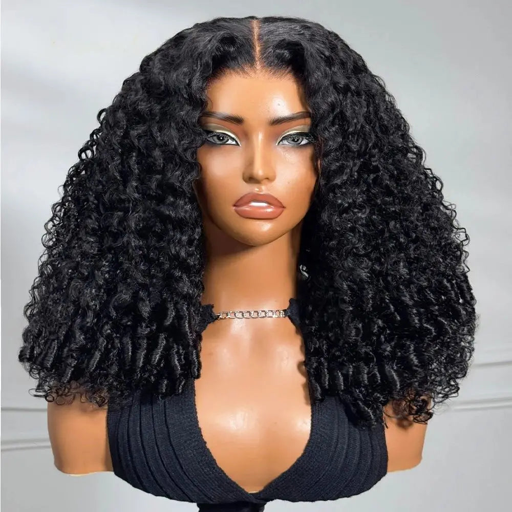 Virgin Hair Super Double Drawn Human Hair Wigs Durable Burmese Curl Brazilian with Transparent Lace for Black Women