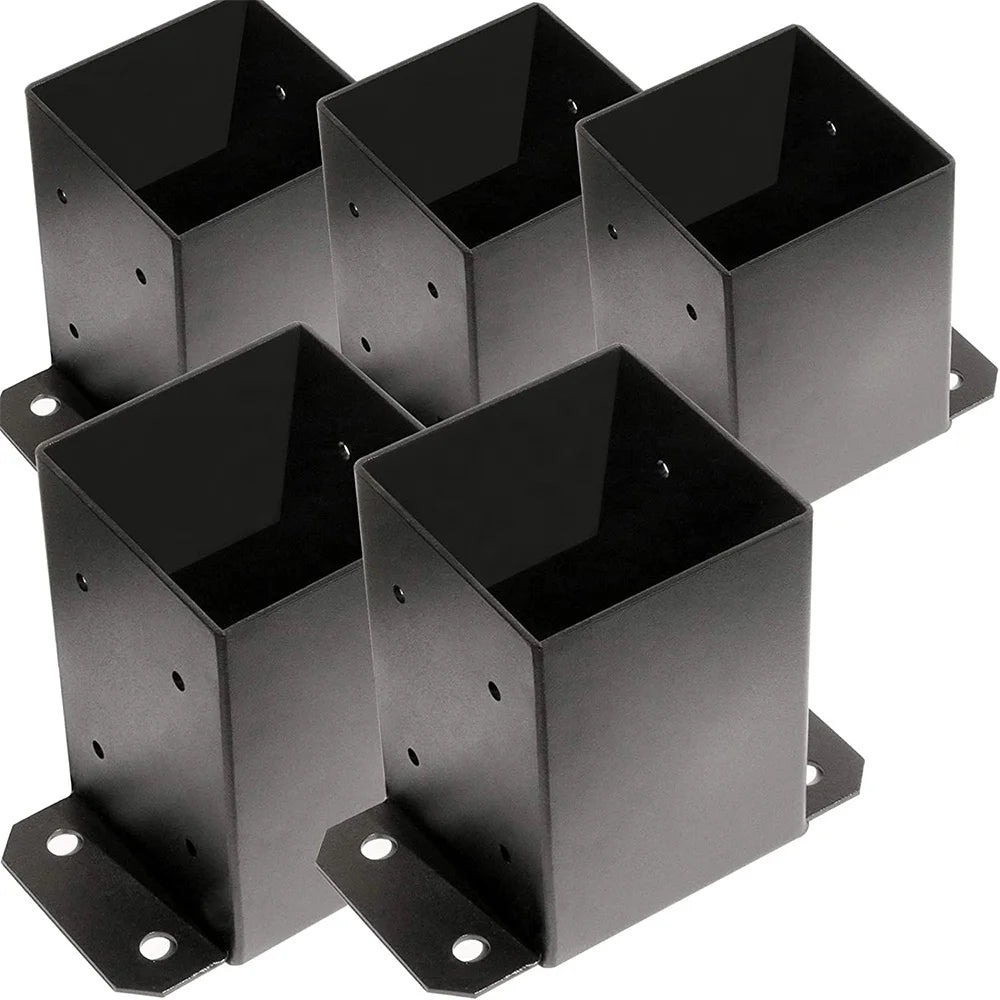 Iron Post Base Brackets Heavy Duty Powder Coated Post Anchor Matte Black Modern Pergola Pavilion Deck Railing Support MegaBDM