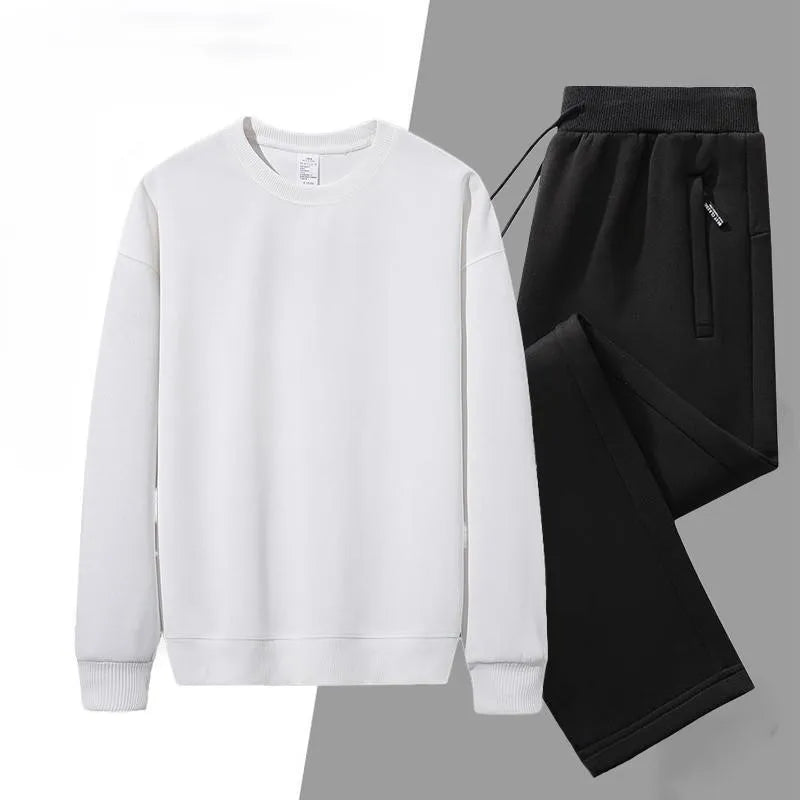OEM Mens Crew Neck Sweatshirt and Jogger Pants Set Casual Two Piece Tracksuit Loose Fit Running Sportswear Spring Autumn Outfit MegaBDM