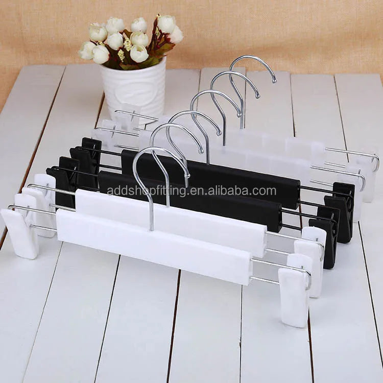 28 CM Custom logo Shop Plastic Clip Trouser Pants Hanger