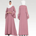 Modest Fashion Customizable Luxurious 2025 Eid Customizable Factory-made pink Plain-knitted Islamic Women's Elegant Muslim Dress MegaBDM
