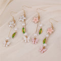 New Fashion Chinese Style Flower Metal Tassel Ear Hook Green Leaf Earring Plate butterfly Temperament Earrings for Women
