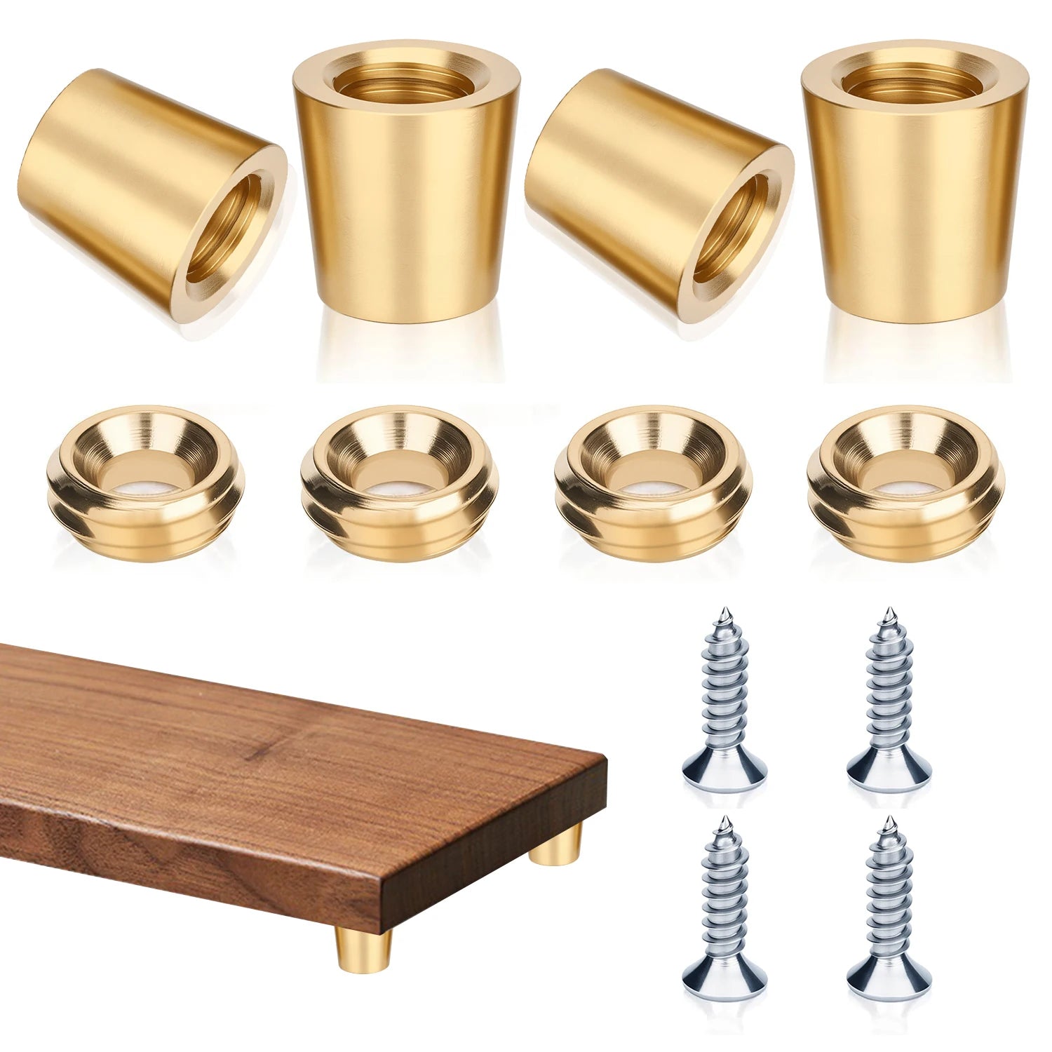 Cone-shaped Brass Cutting Board FeetChopping Board Feet Set With Silicone Nonslip PadsBrass Washers(4PCS)